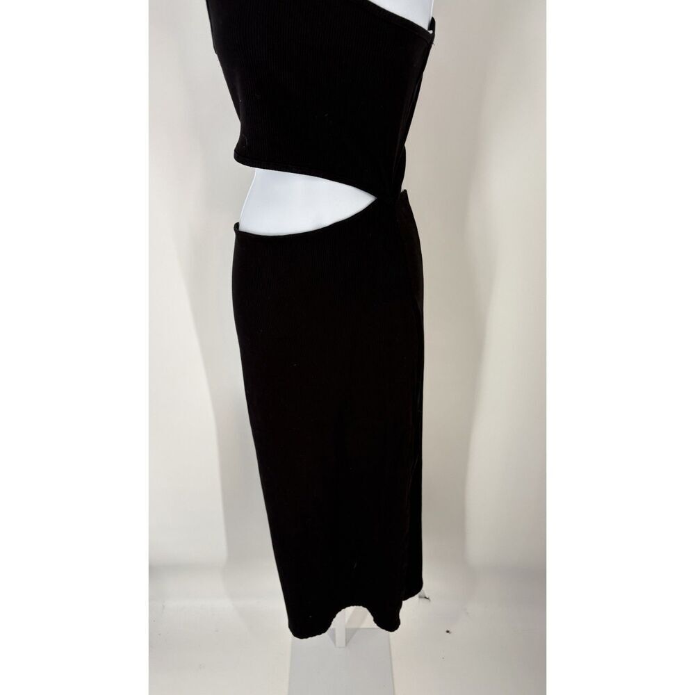 Lulus Black One Shoulder Cutout Midi Dress | Elegant Bodycon Evening Dress - Picture 4 of 7